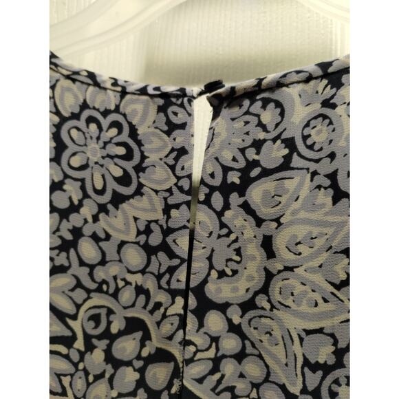 LOFT Outlet Womens Size Medium Blue Paisley Floral Flare Sheer Sleeve Mini Dress - Picture 4 of 8